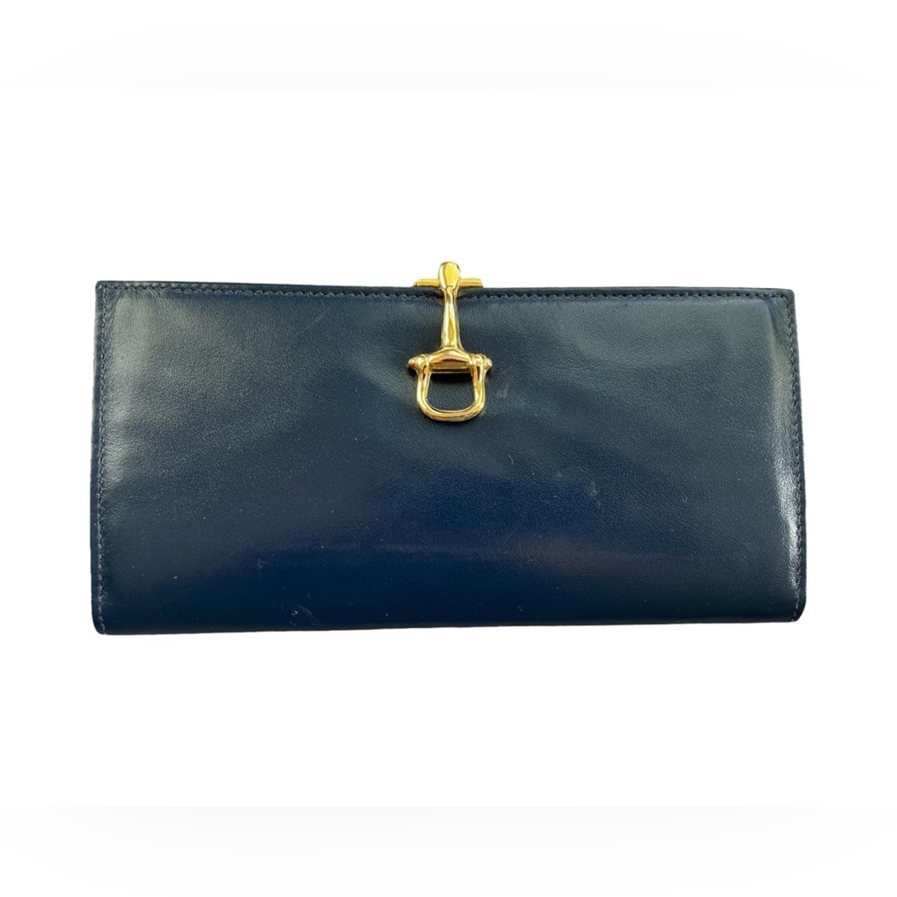 Vintage Oscar de la Renta by Bond Street Ltd. Navy Blue Leather Wallet